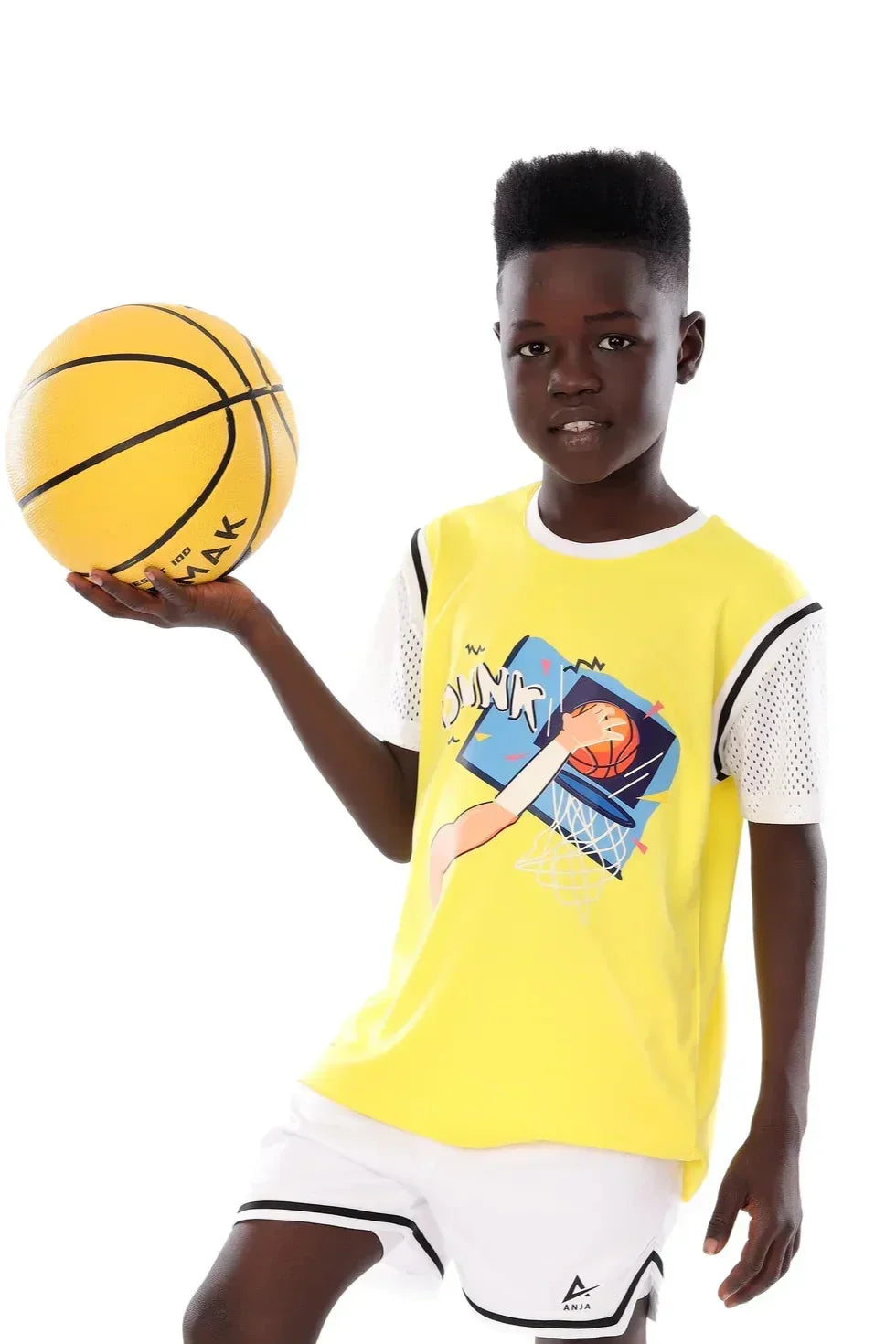 Slam Dunk Basketball Graphic T-Shirt - Yellow