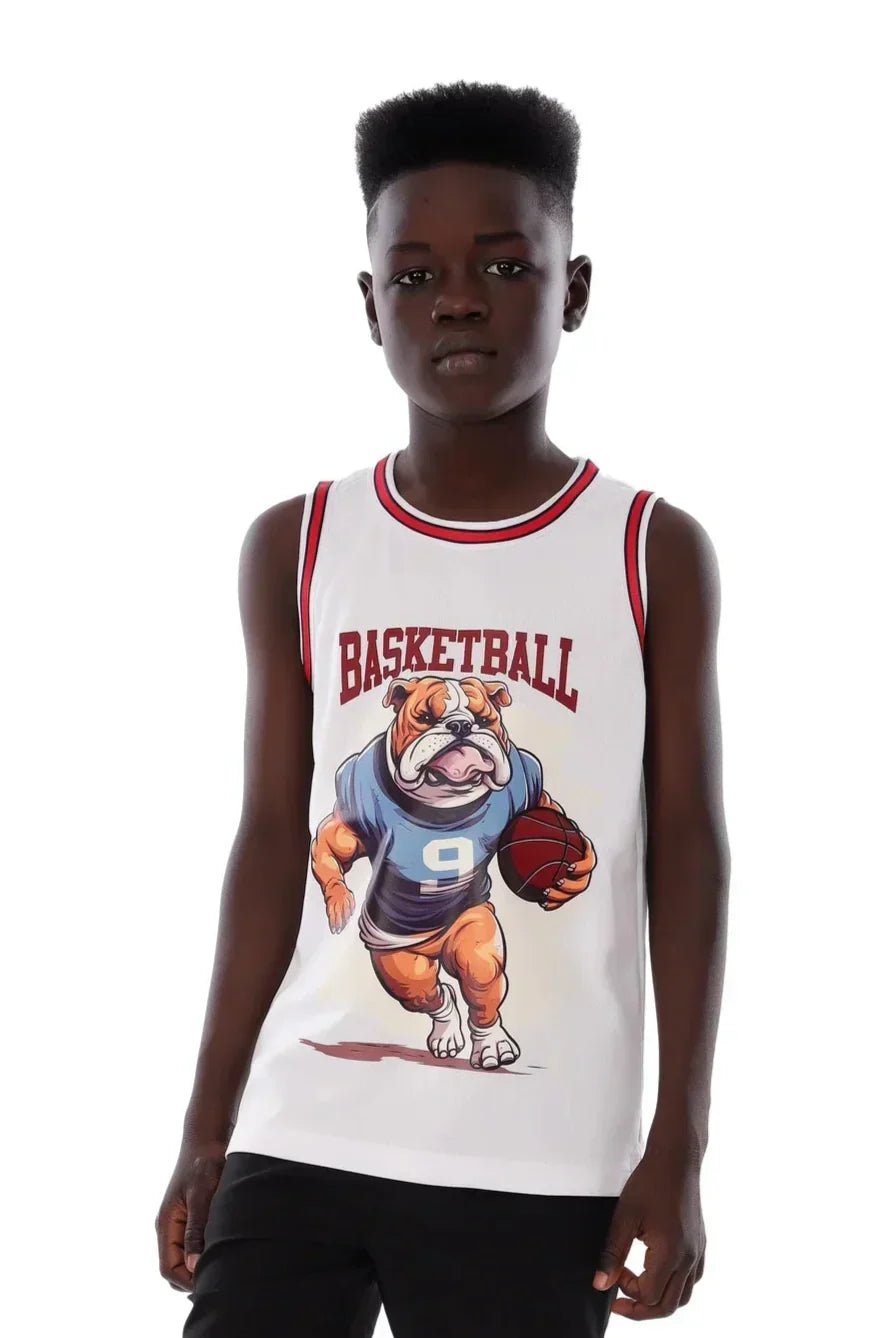 Bulldog Basketball Sleeveless Sport Top - White