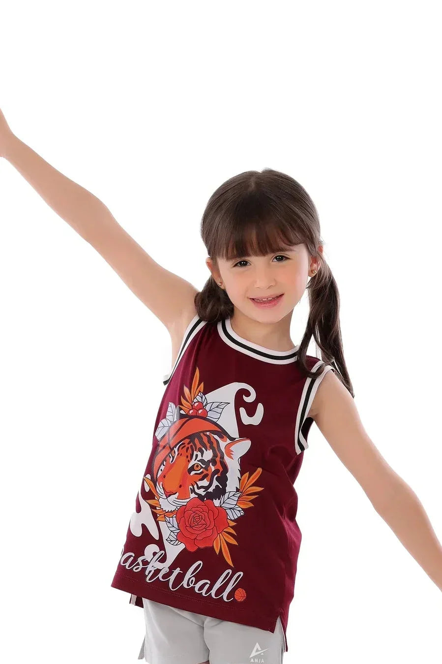 Tiger Graphic Basketball Sleeveless Sport Top - Burgundy