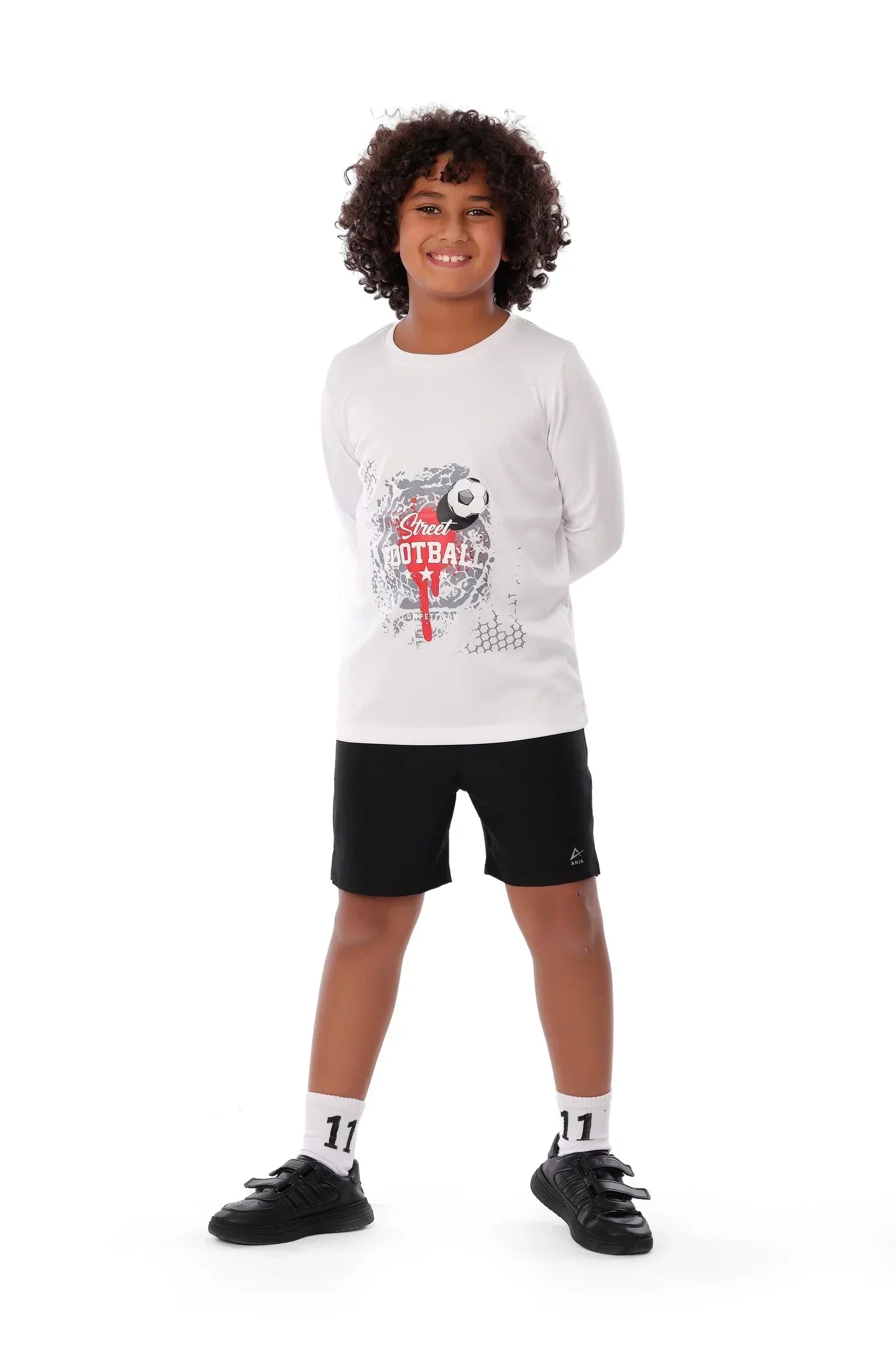 Street Football Graphic Long Sleeve T-Shirt - White