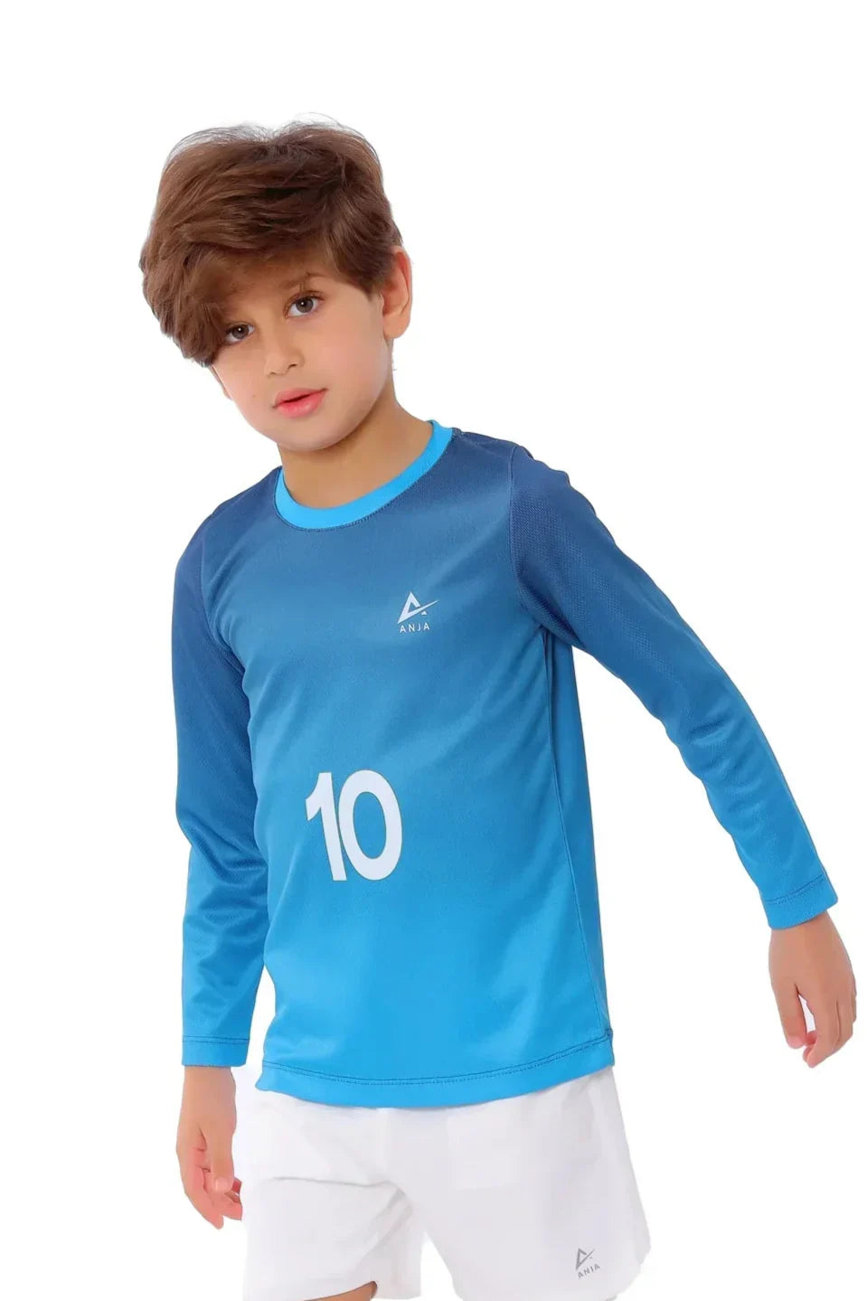Number Print Long Sleeve Jersey - Blue