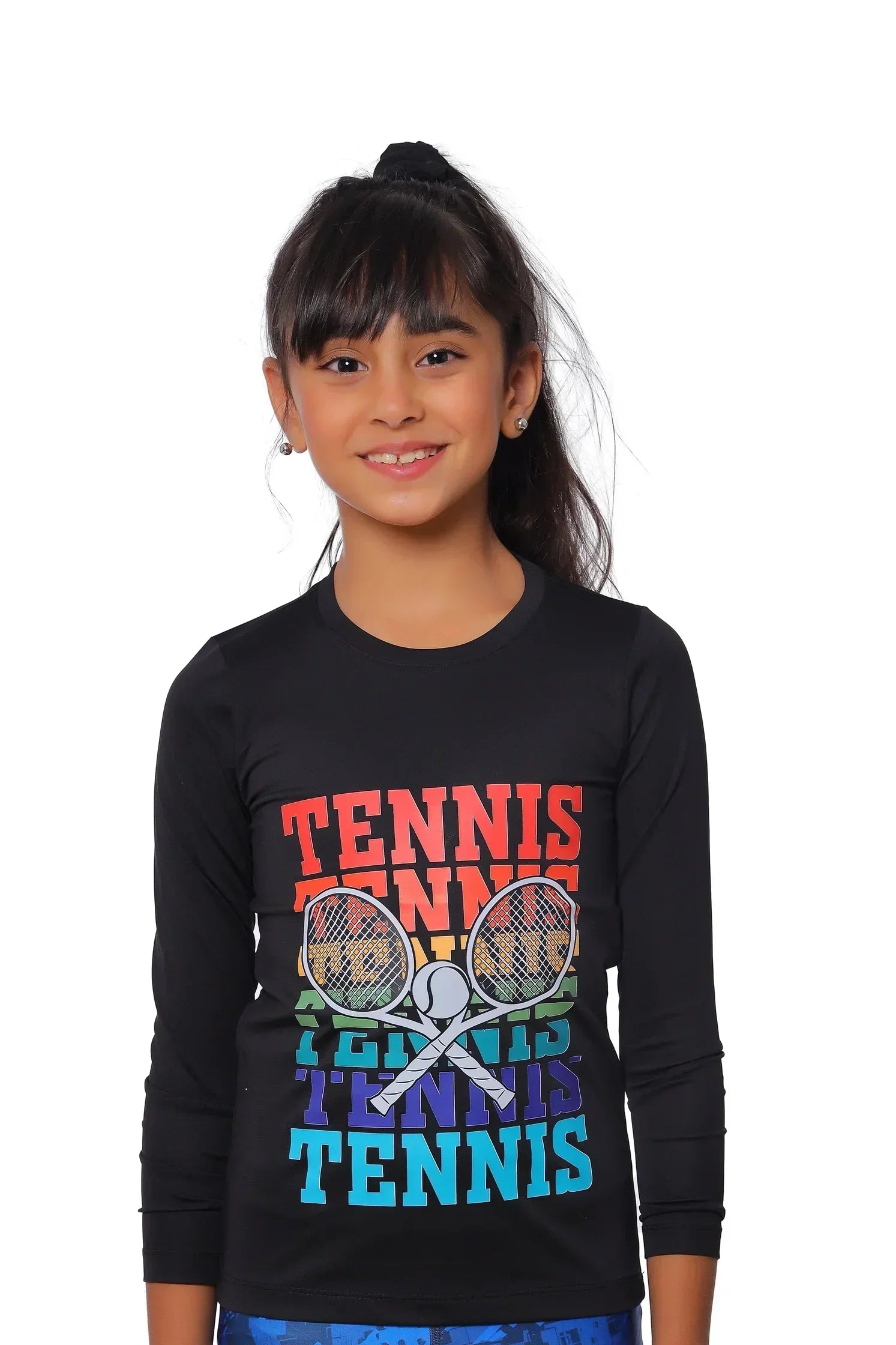 Tennis Graphic Long Sleeve T-Shirt - Black
