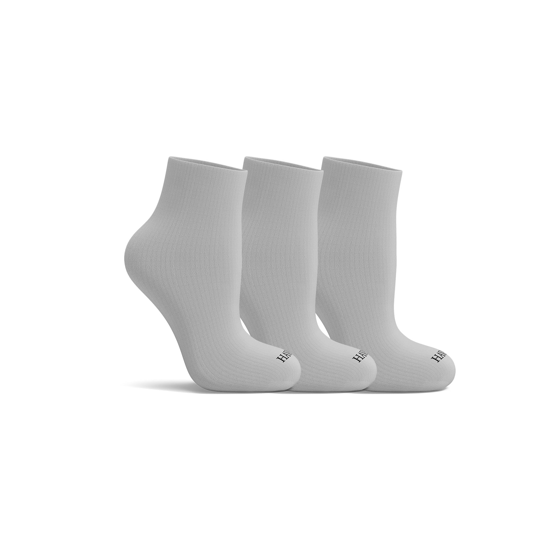 Cotton Quarter Ankle Socks Pack Of 3 - Grey