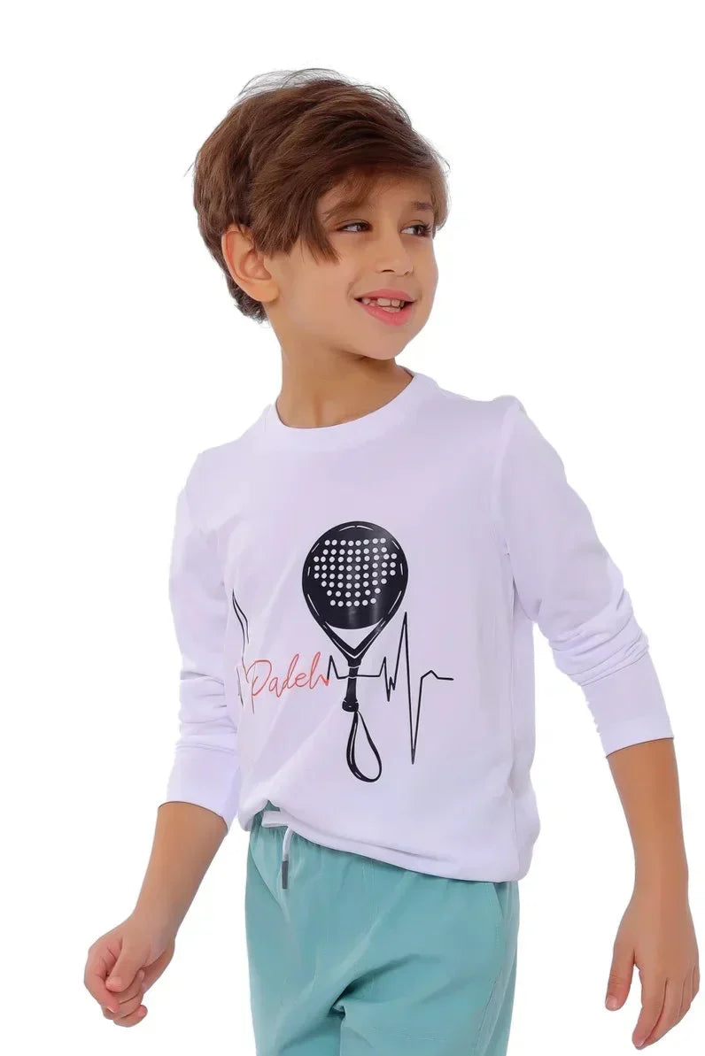Padel Heartbeat Long Sleeve T-Shirt - White