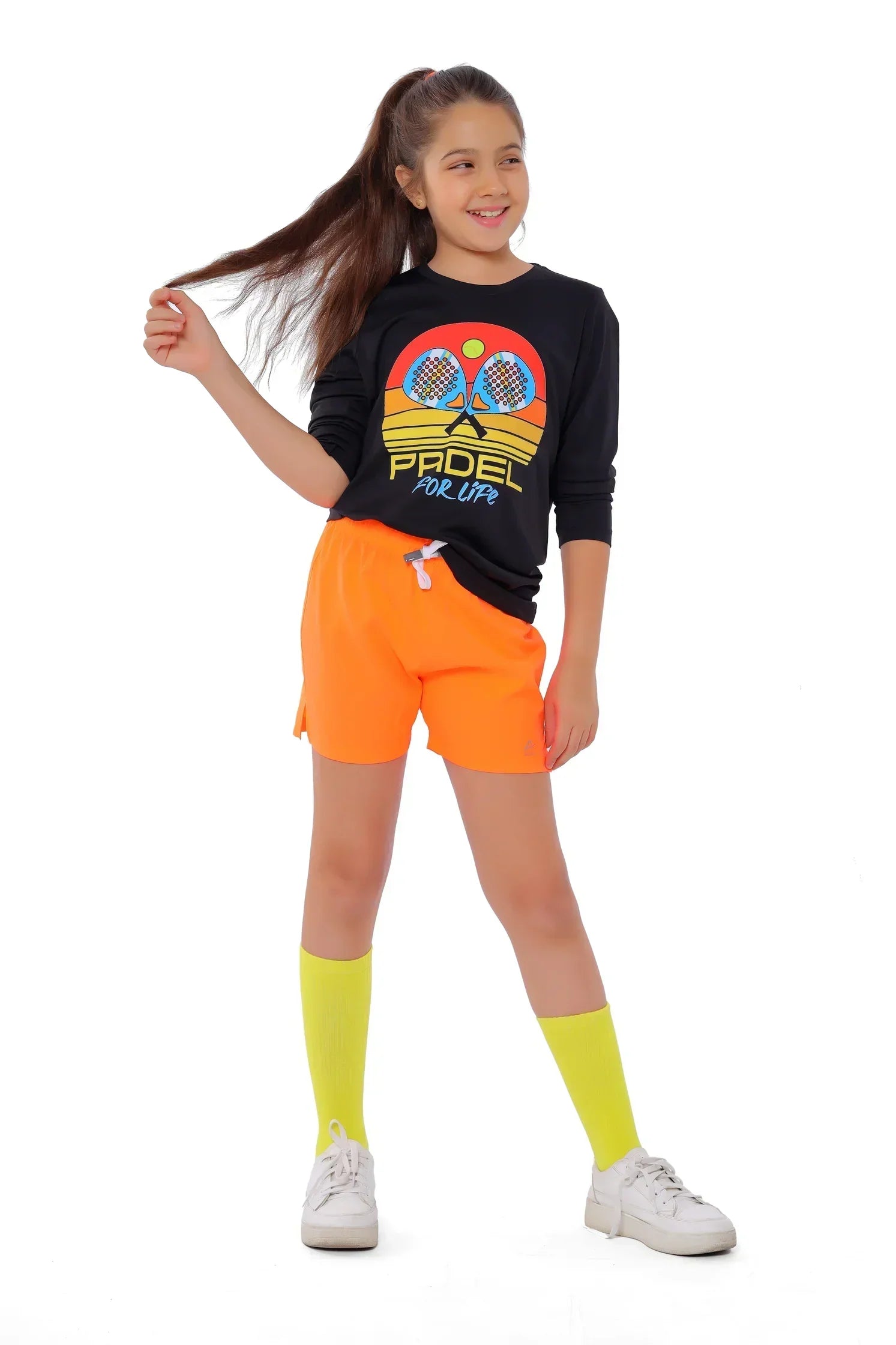 Retro Padel Graphic Long Sleeve T-Shirt - Black