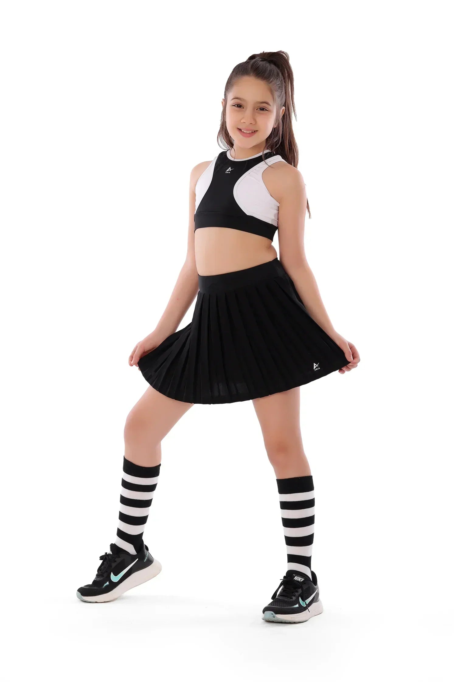 Color Block Sleeveless Athletic Crop Top - Black