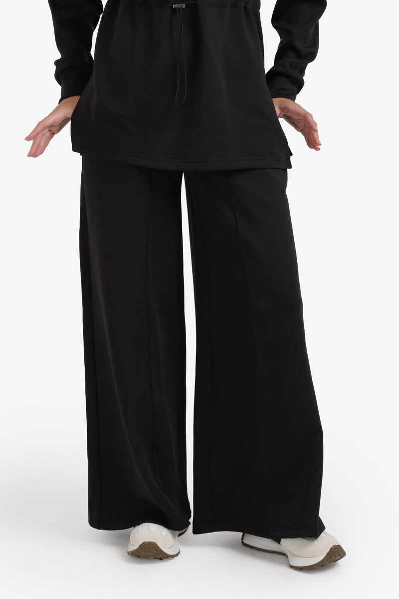 Viscose Wide Leg Lounge Pants – Black