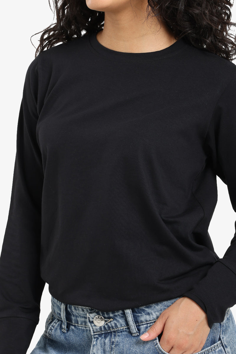 Cotton Solid T-Shirt - Black