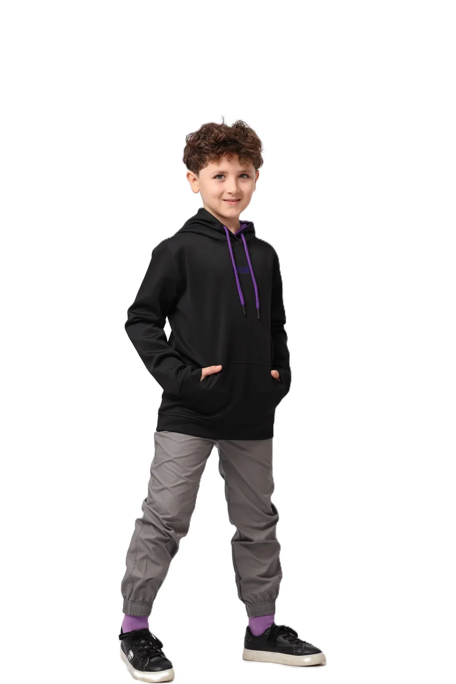 Contrast Kangaroo Hoodie - Black