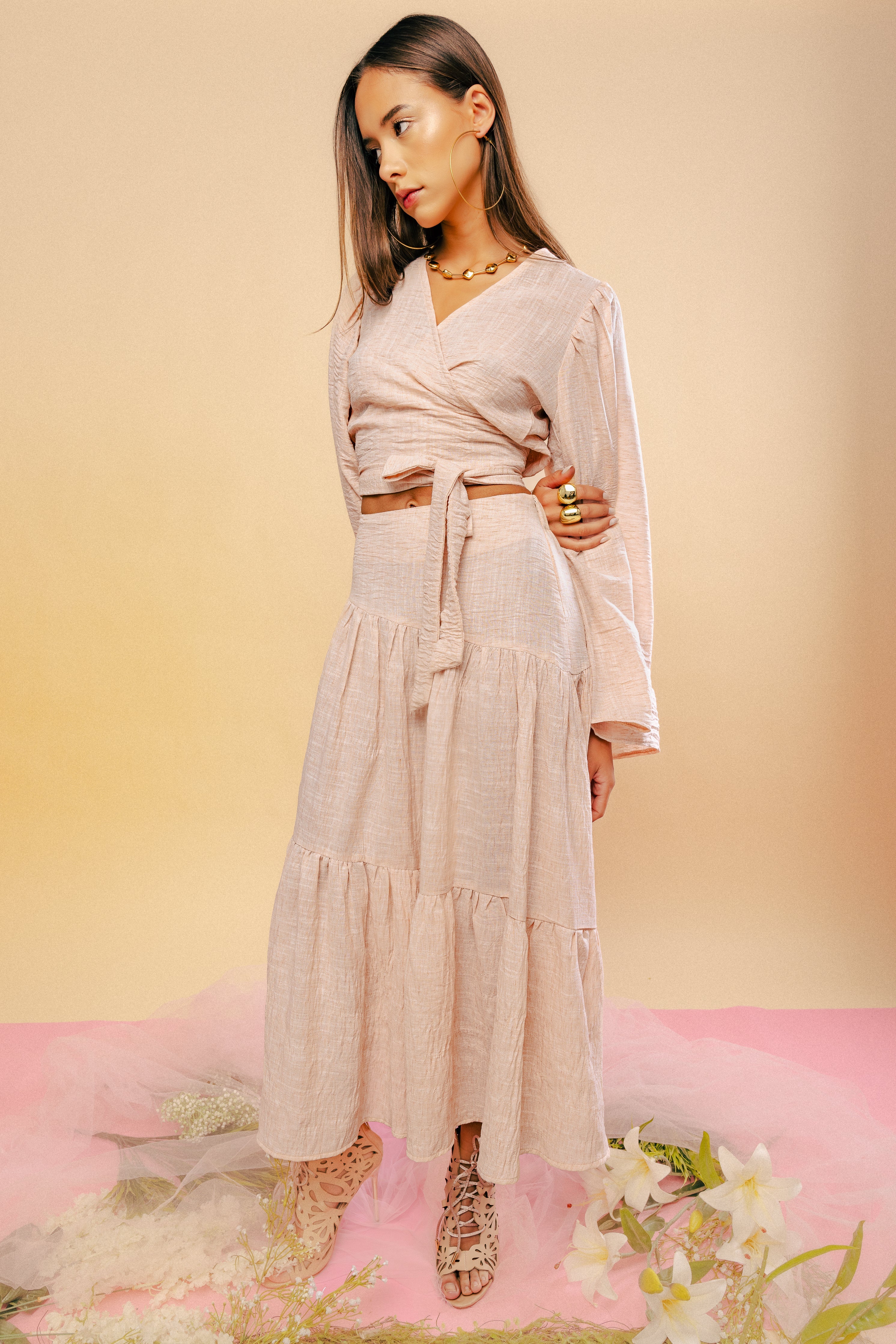 Linen Twirl Skirt - Pink Sand