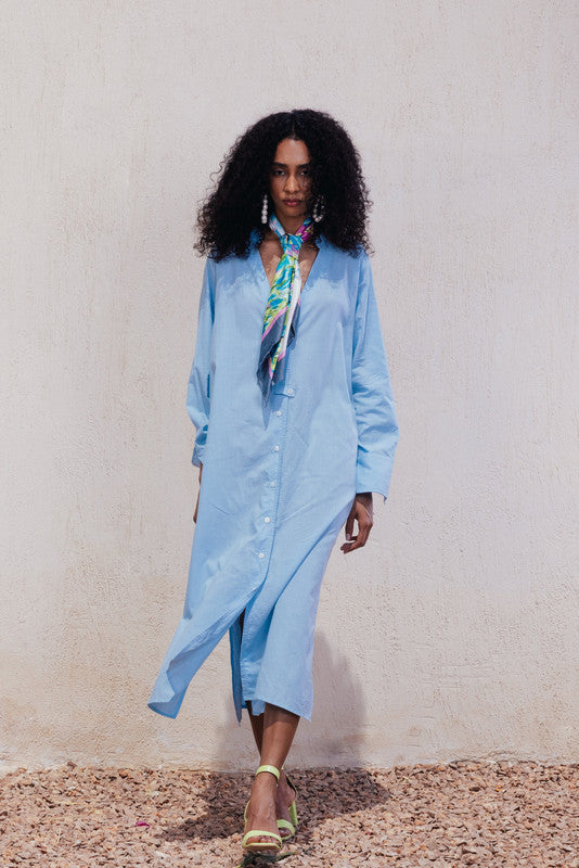 Long Shirt Dress – Light Blue