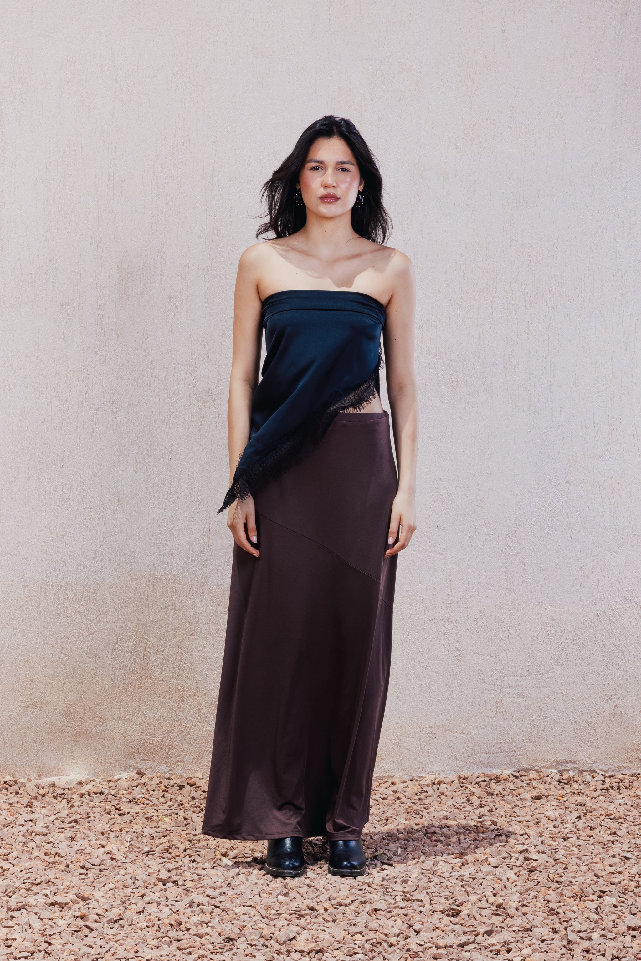 Soft Flowy Midi Skirt - Dark Brown