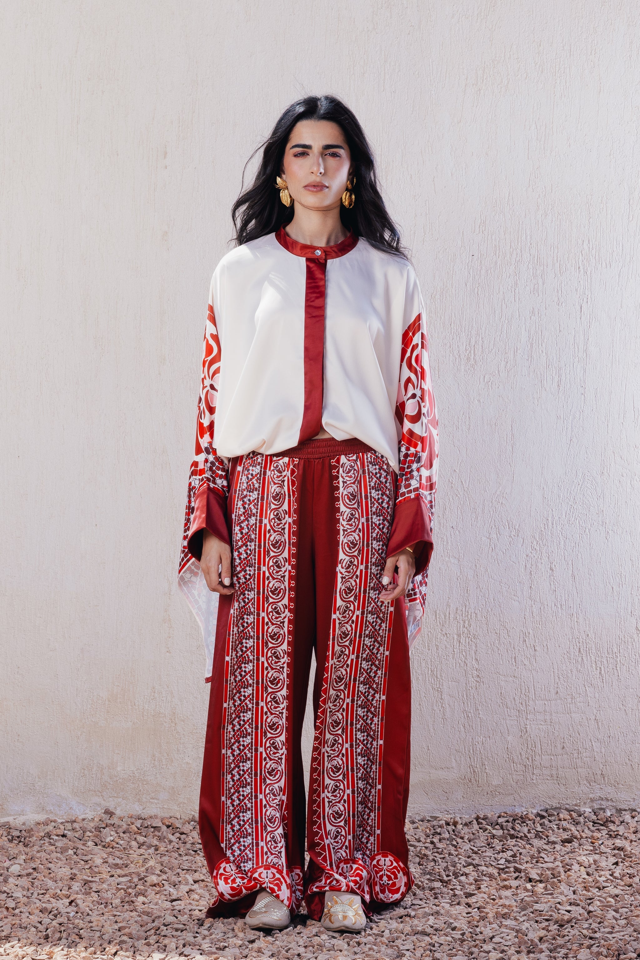 Cape-Style Mandarin Poncho - White
