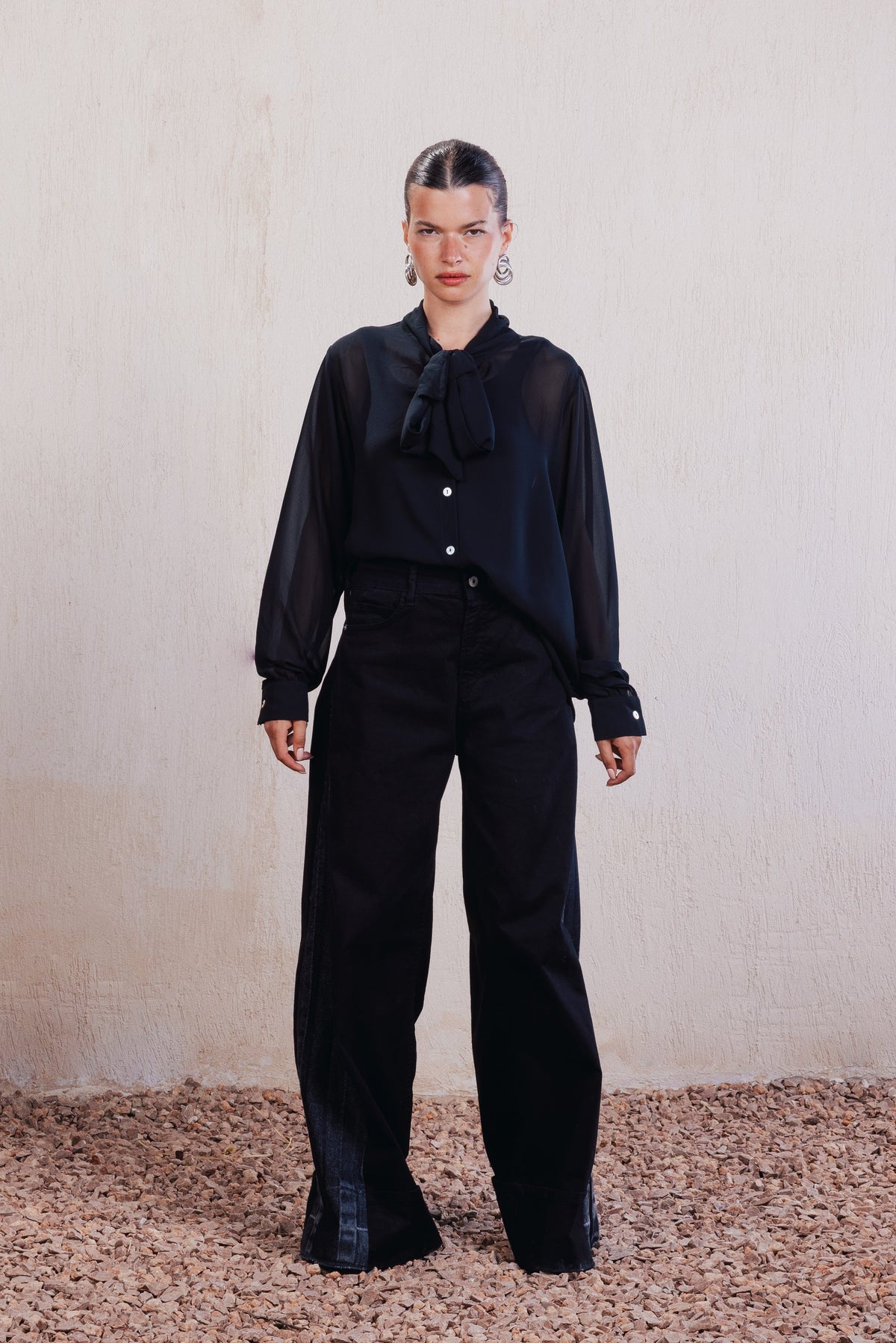 Flowy Chiffon Blouse - Black
