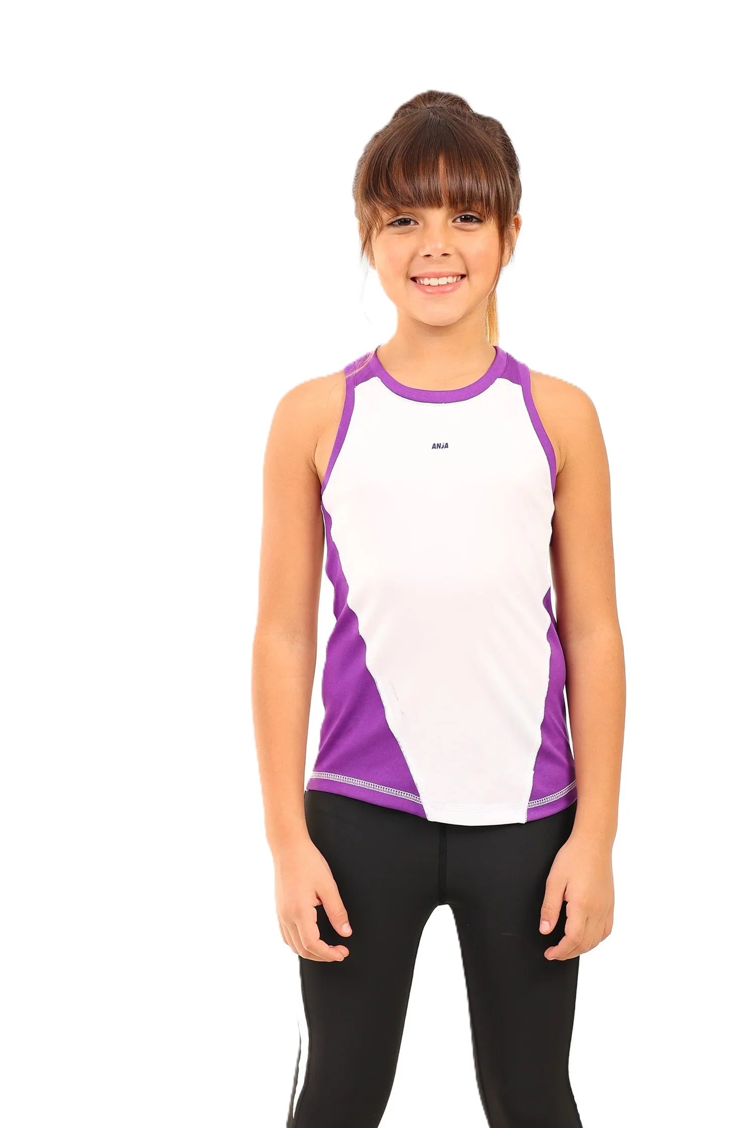 Two-Tone Performance Sleeveless Sport Top - White & Purple