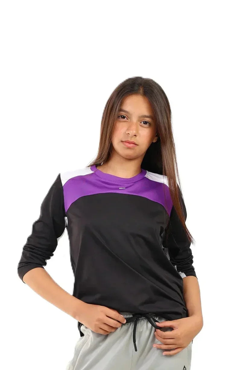 Color Block Performance Long Sleeve T-Shirt - Black