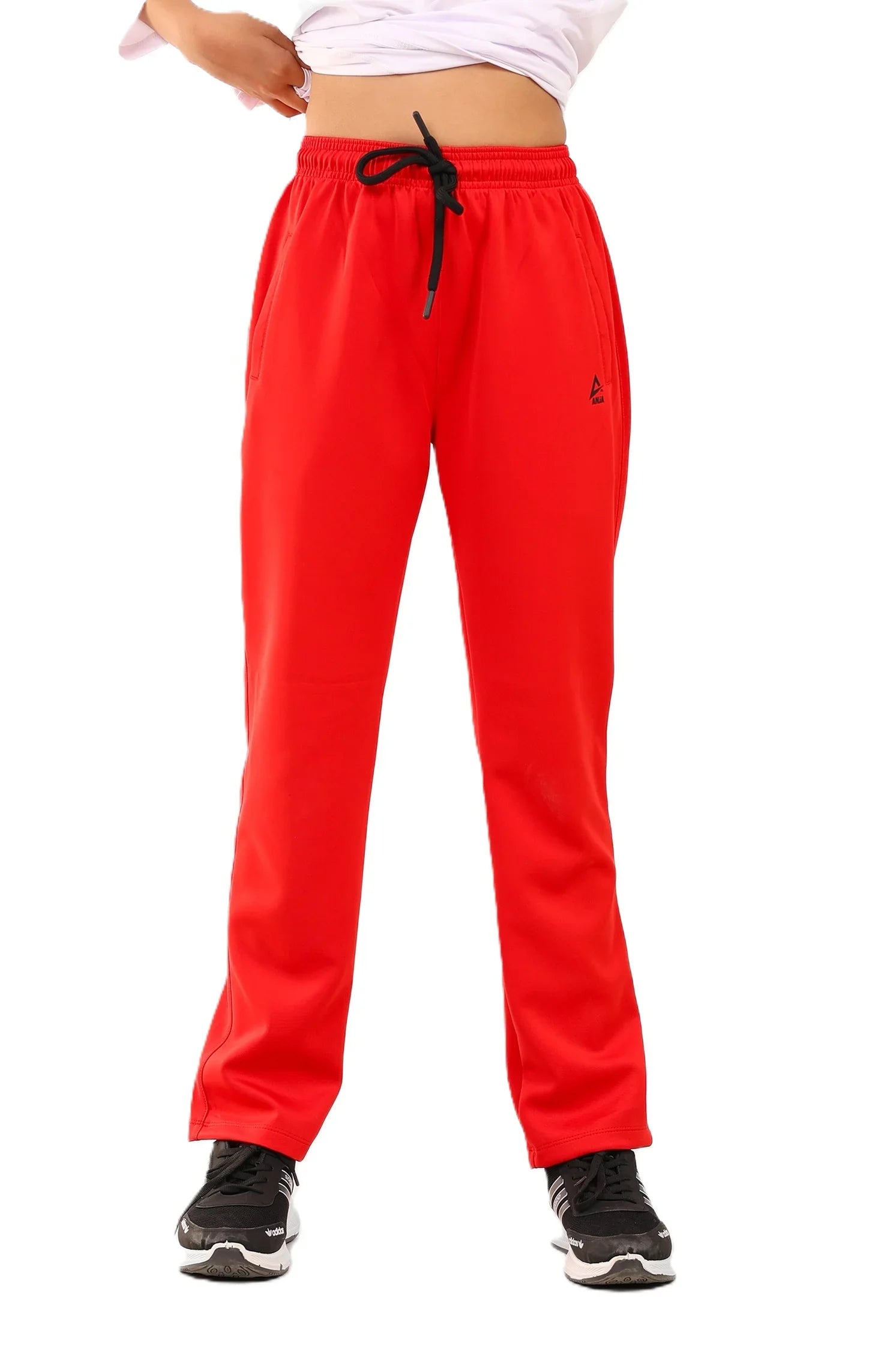 Drawstring Athletic Track Pants - Red
