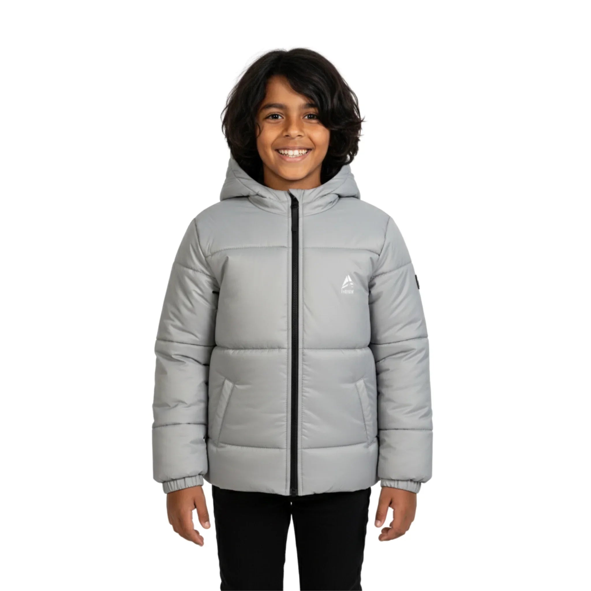 Hooded Quilted Puffer Jacket - Grey