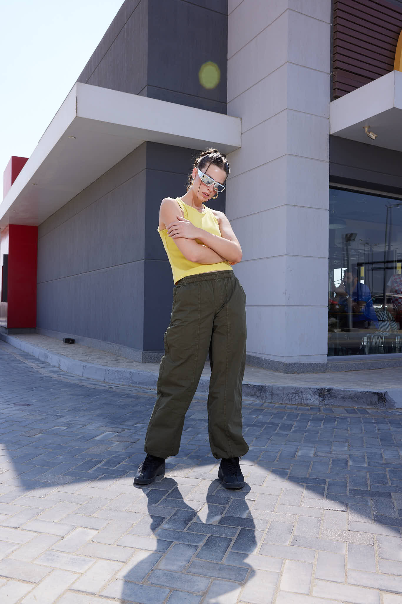 Gabardine Parachute Pants - Olive