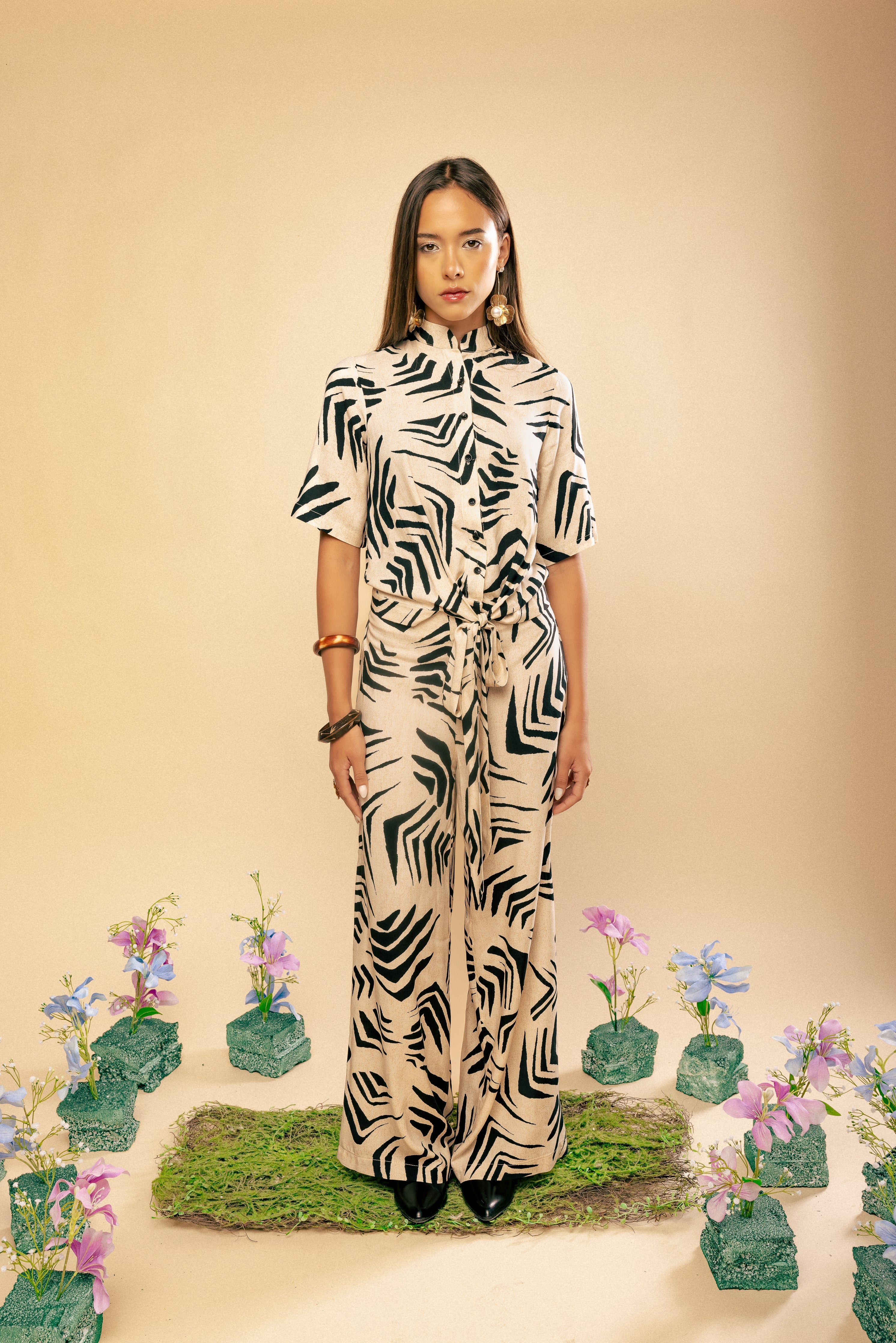 Viscose Zaya Wide Leg Pants - Multicolor