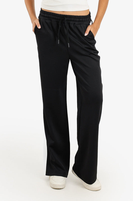 Plain Contrast Panel Lounge Pants – Black