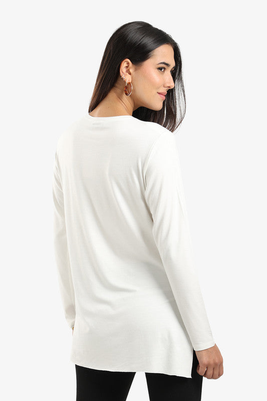 Poplin Solid Long Sleeve T-Shirt – Off White