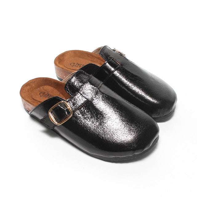 Suede Metallic Mules - Black