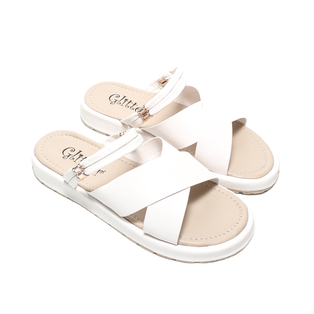 Cross Strap Comfort Slipper – White