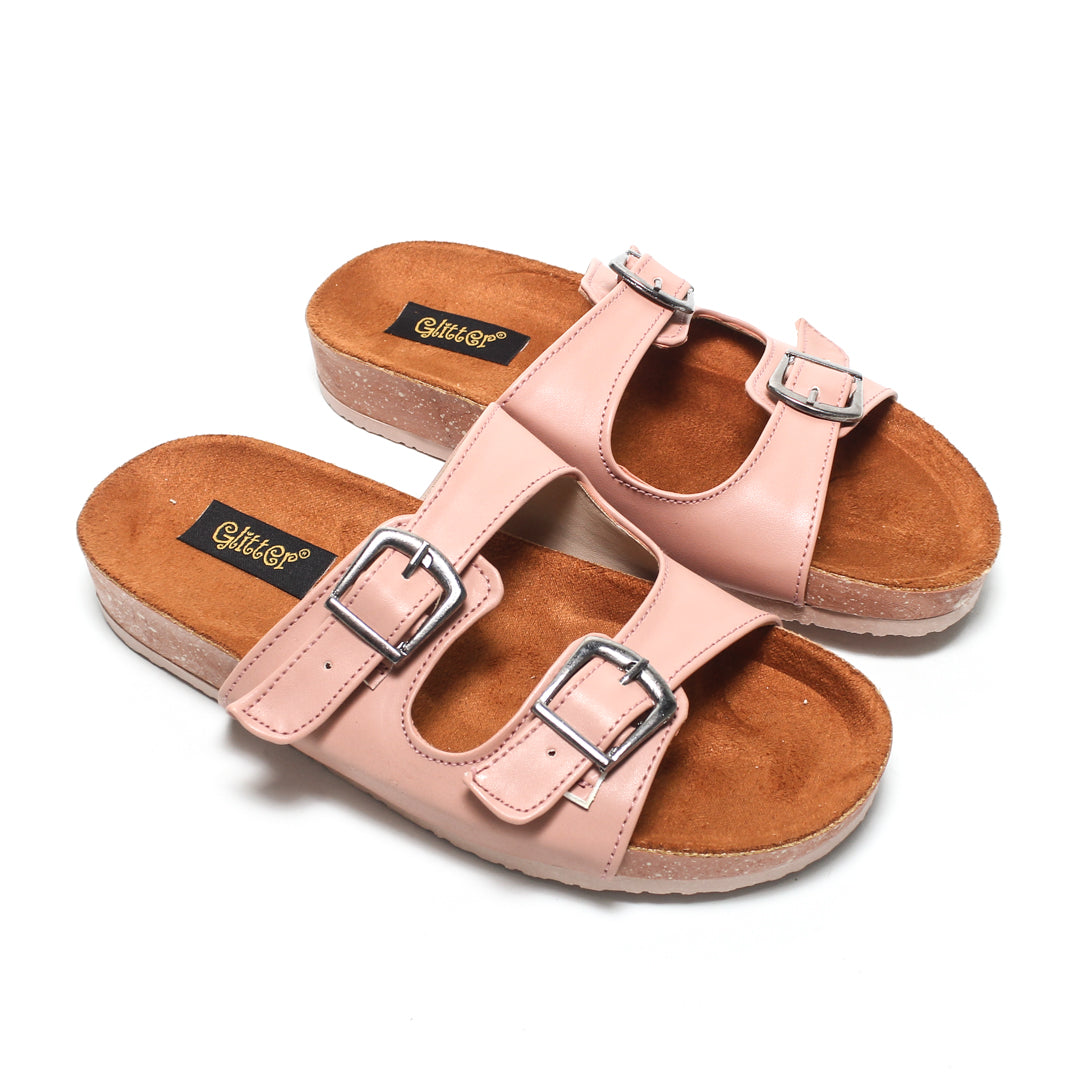 Double Buckle Comfort Slipper – Pink