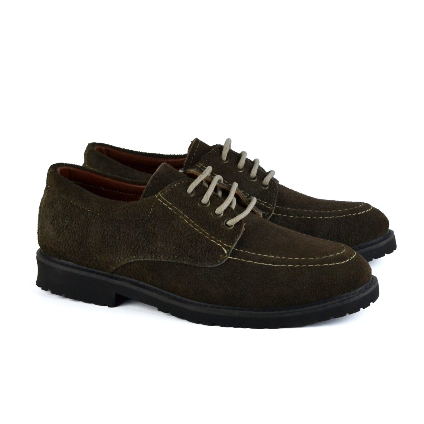 Suede Moc Derby Casual Shoes - Dark Brown