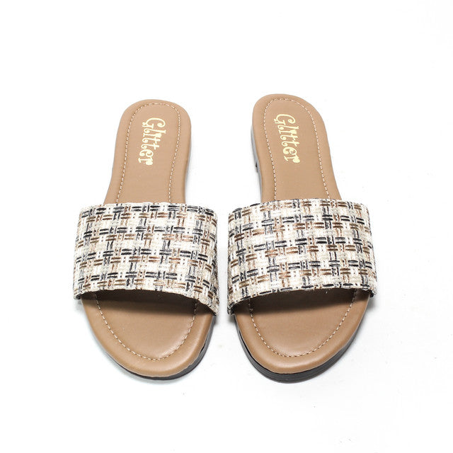 Textured Strap Slide Slippers - Multicolor