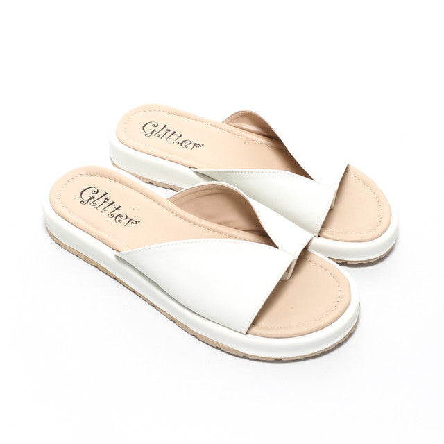 V-Cut Toe Loop Slippers - White