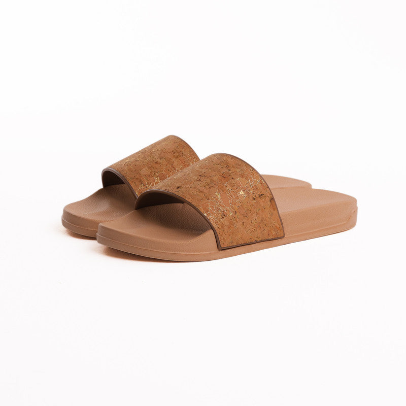 EVA-PVC Granite Pattern Slide Slippers – Beige