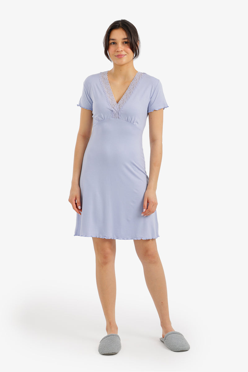 Lace V-Neck Nightgown - Lavender