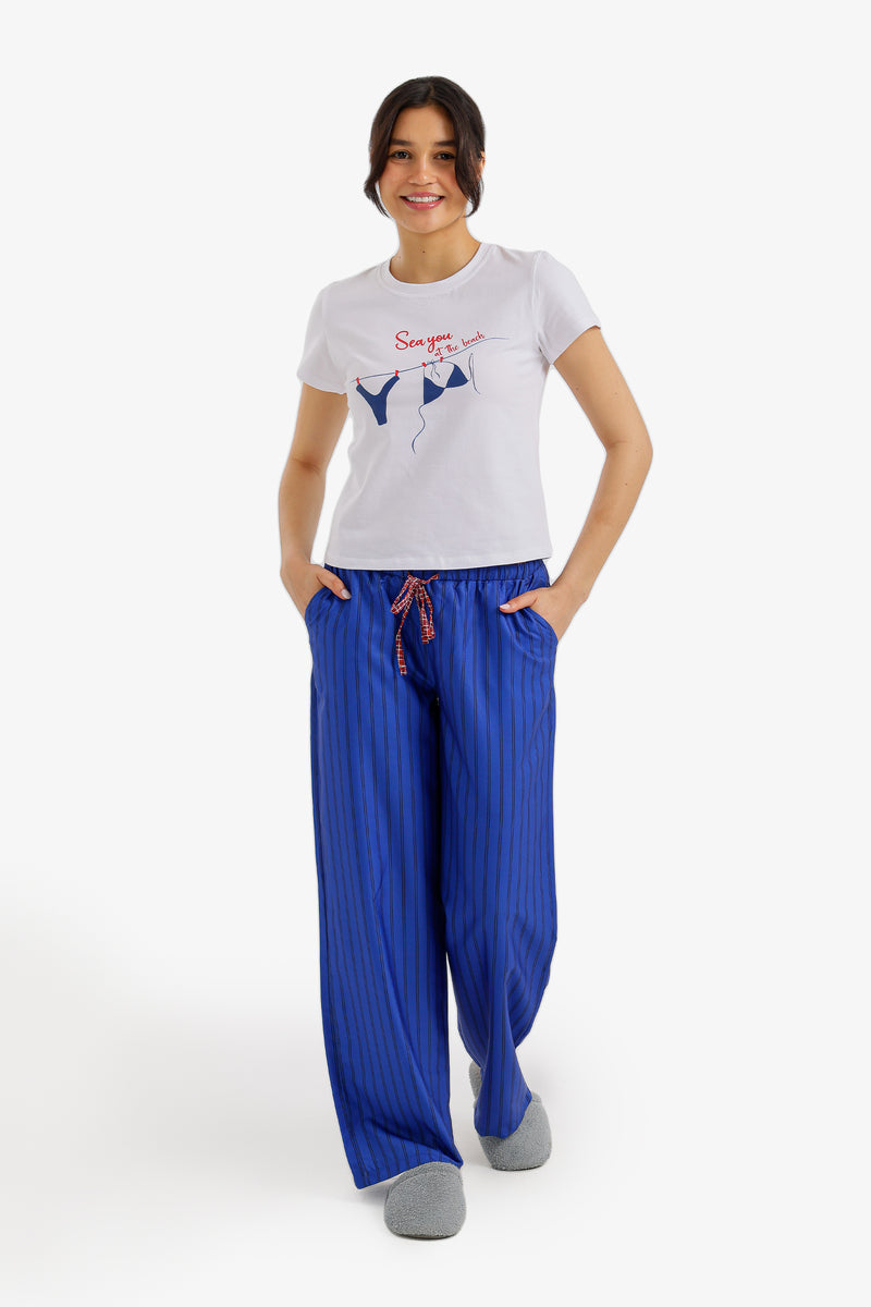 Sea You Graphic Pajama Set - Blue
