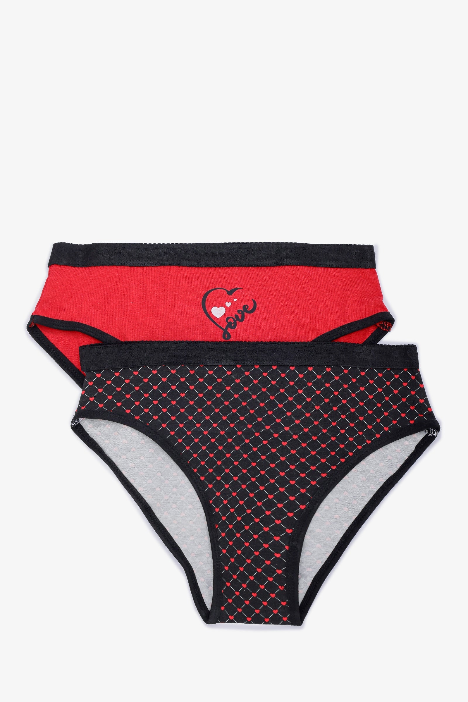 Pack of 2 Brief Panties - Black & Red