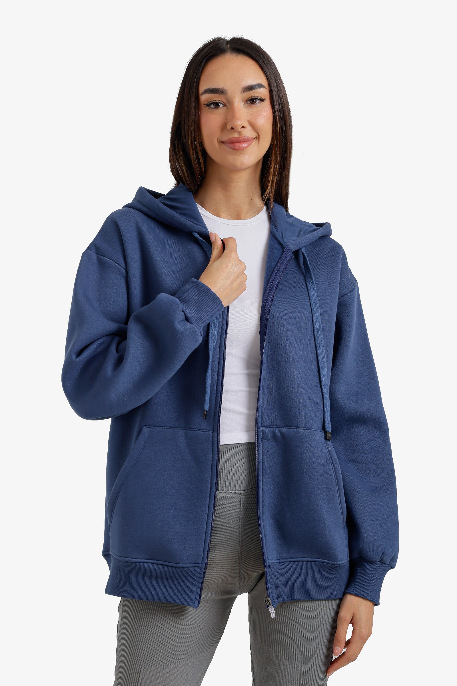 Zip-Up Lounge Sweatshirt - Navy
