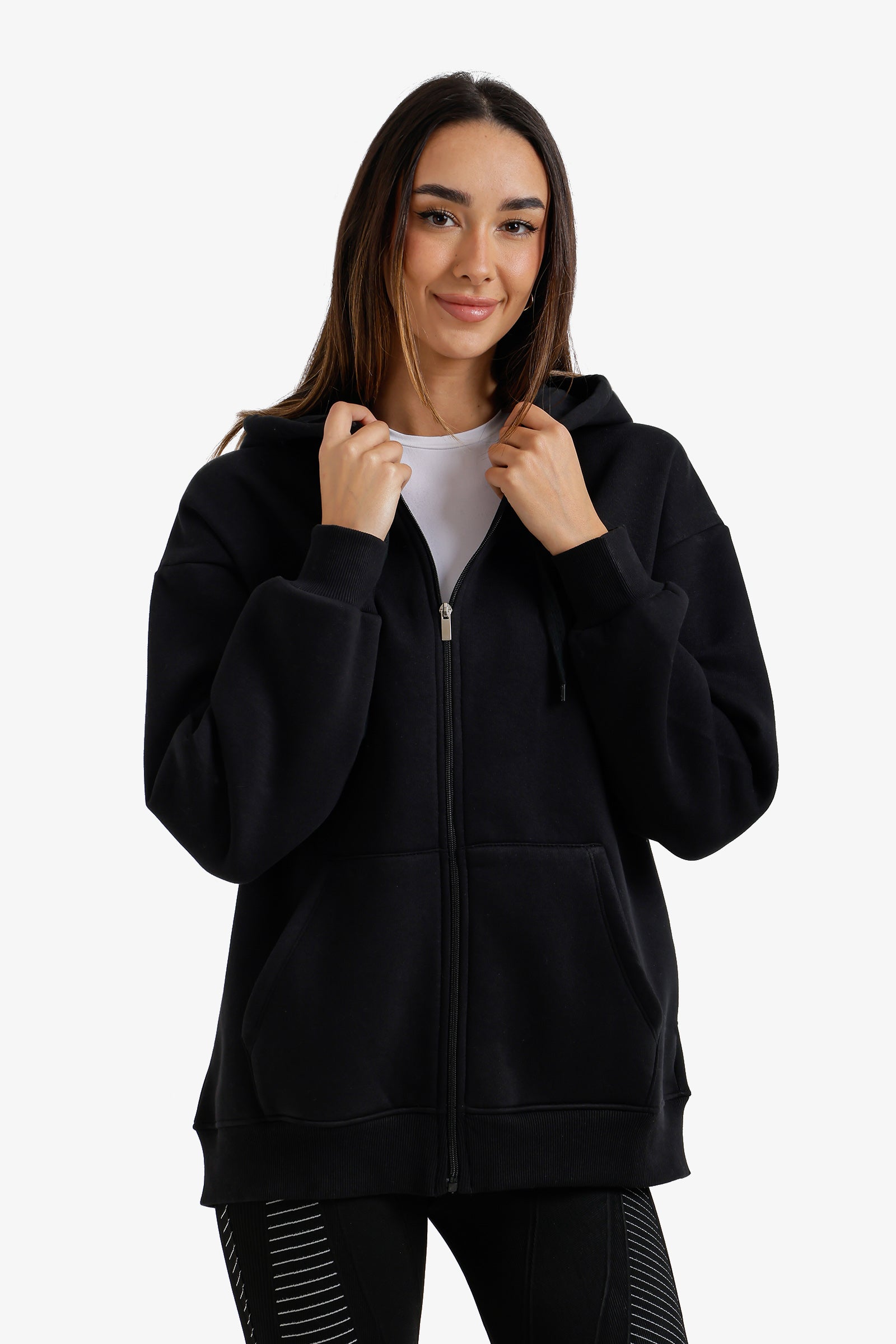 Zip-Up Lounge Sweatshirt - Black