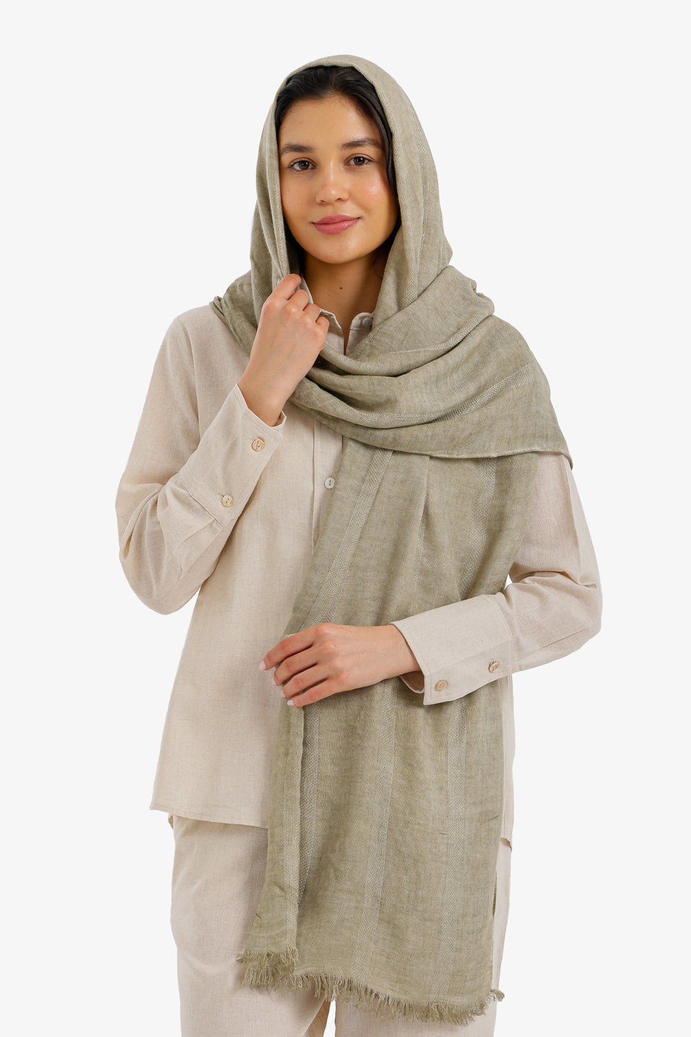 Tonal Stripe Scarf - Sage Green