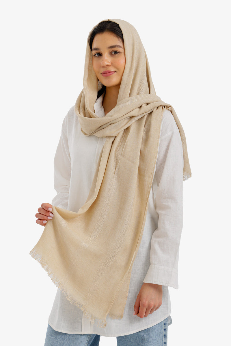 Tonal Stripe Scarf - Light Beige