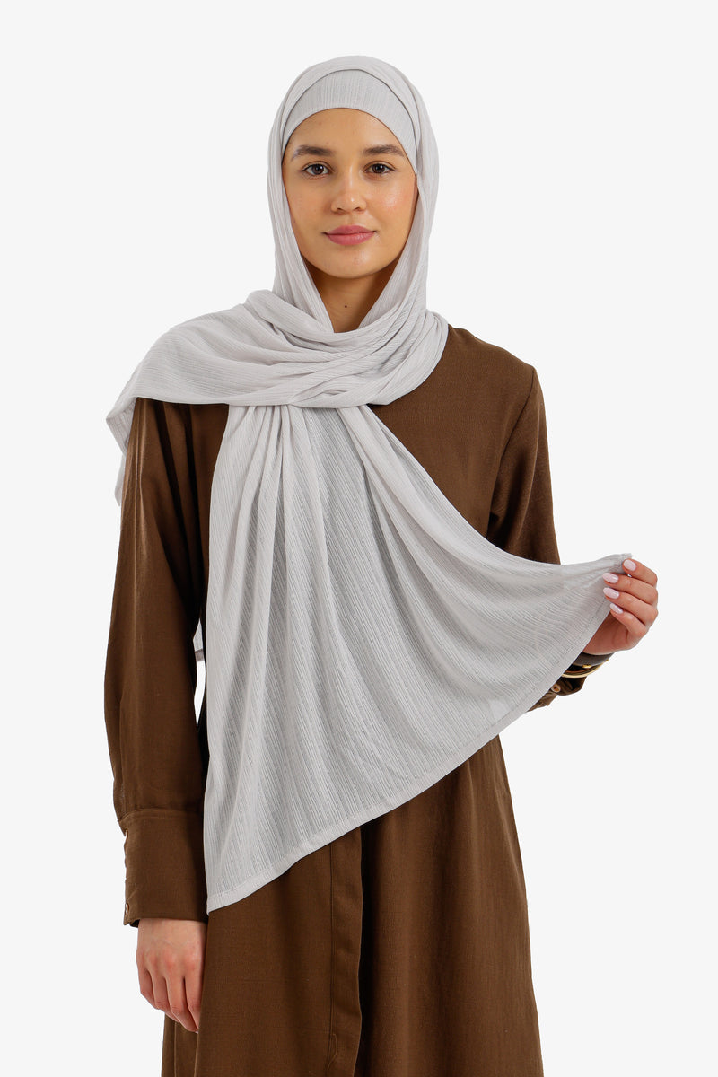 Crinkle Hijab with Bandana - Silver