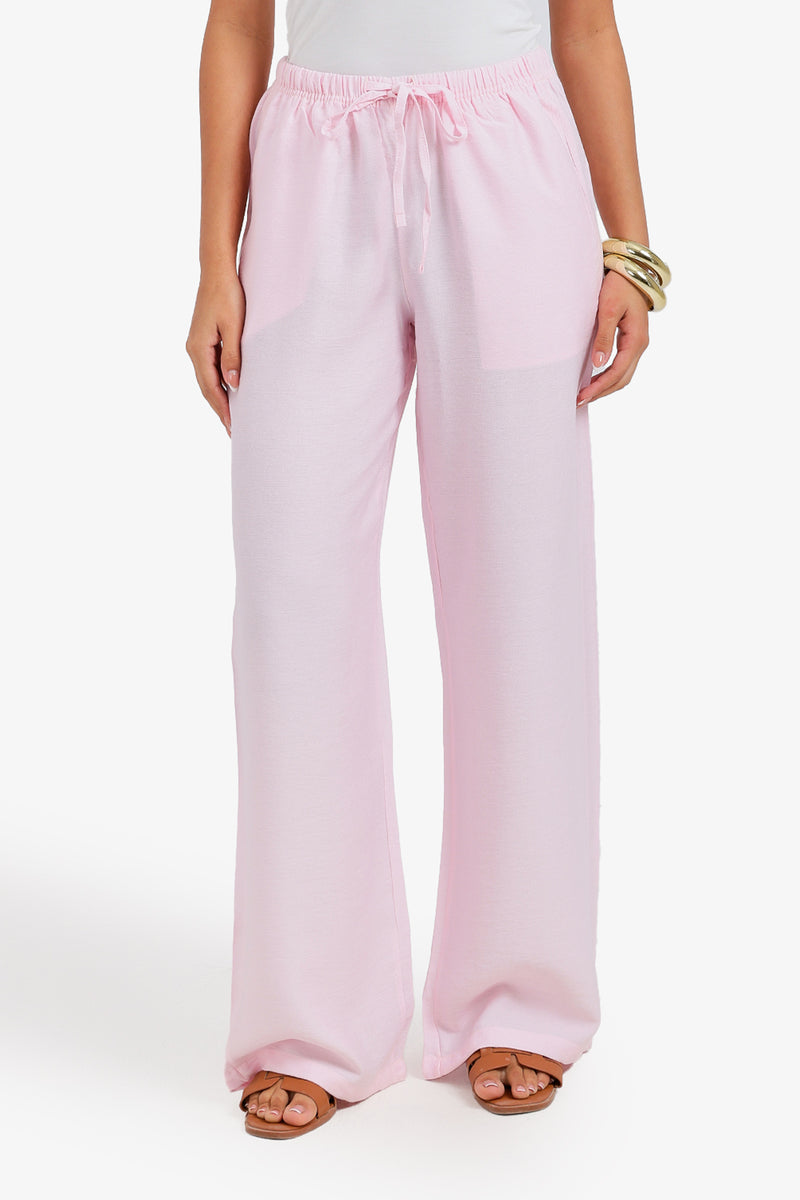 Solid High-Waist Beach Pants – Rose