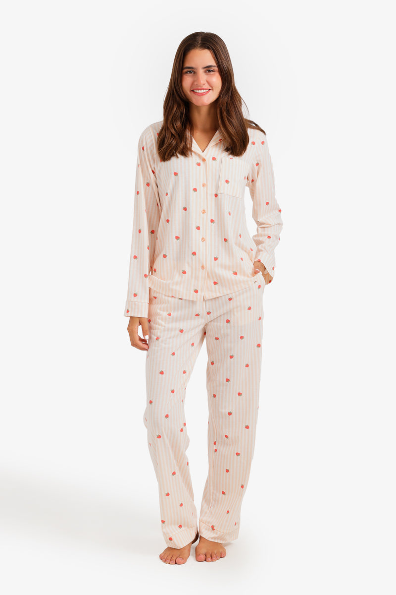 Striped Strawberry Pajama Set – Multicolor