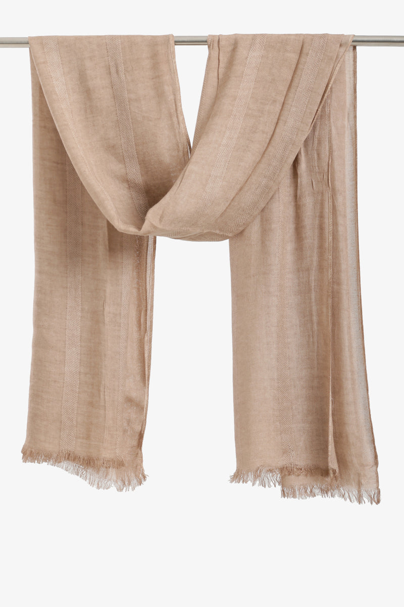 Tonal Stripe Scarf - Nude Beige