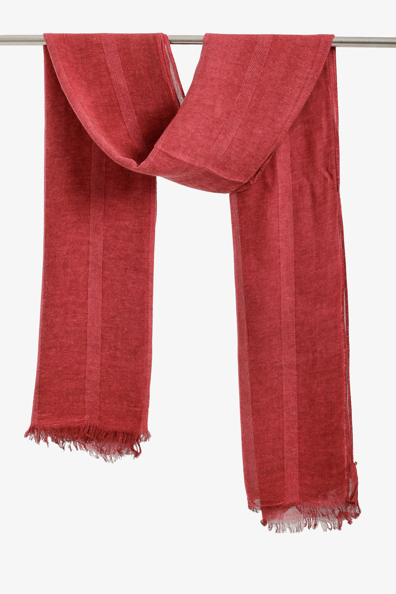 Tonal Stripe Scarf - Brick Red
