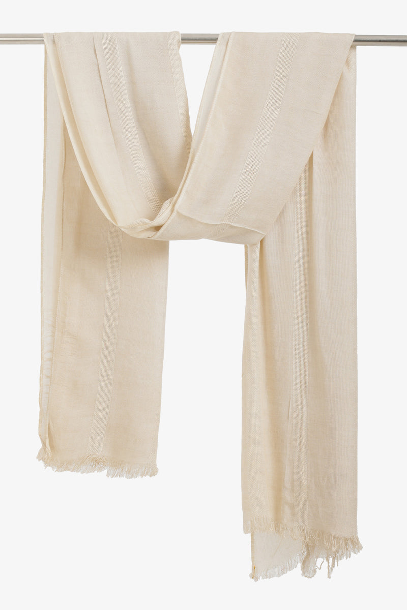 Tonal Stripe Scarf - Ivory