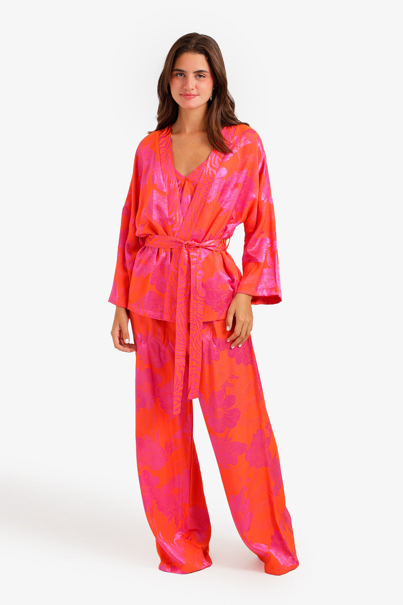 Floral Printed 3-Piece Pajama Set – Multicolor