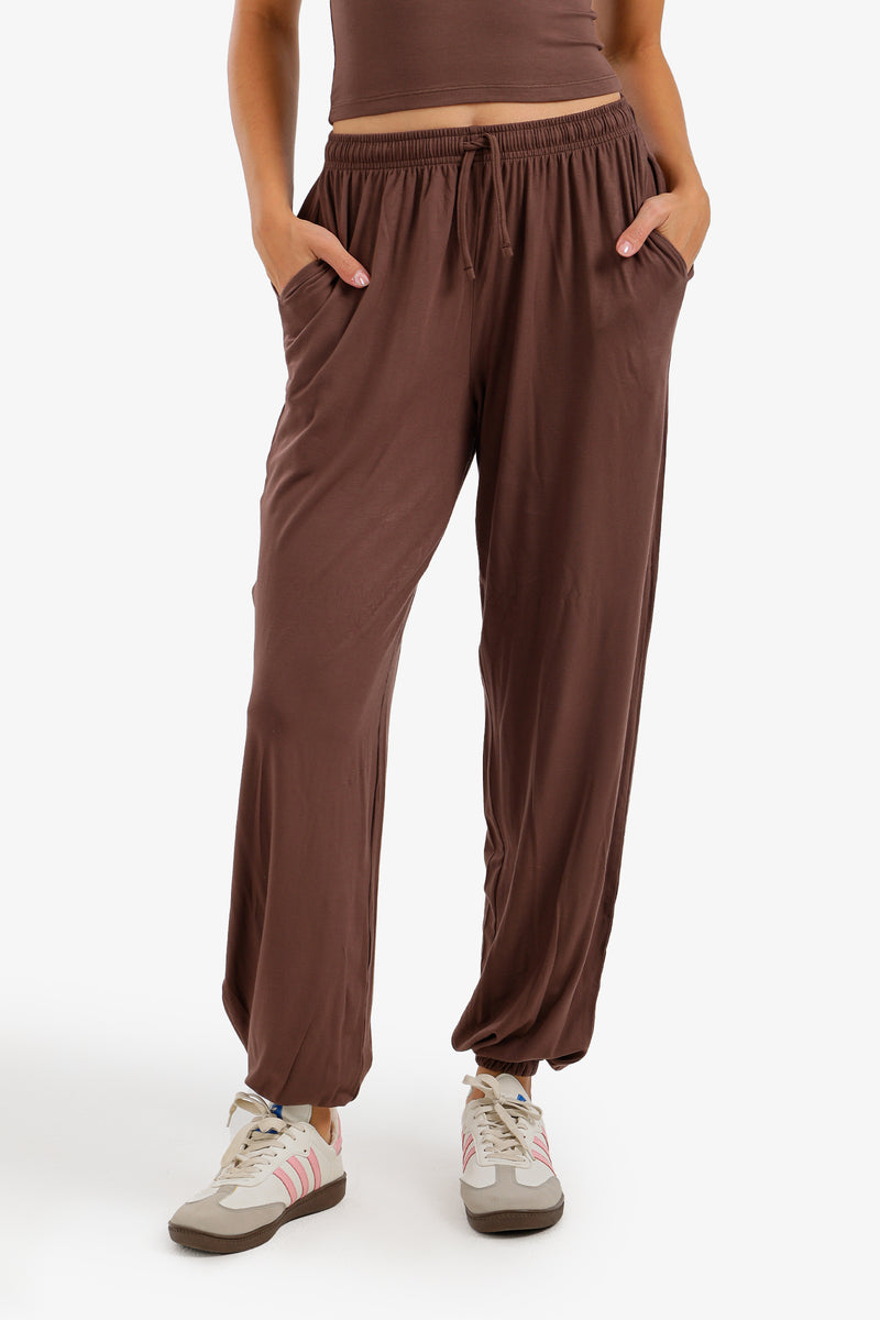 Carrot-Leg Lounge Pants - Brown