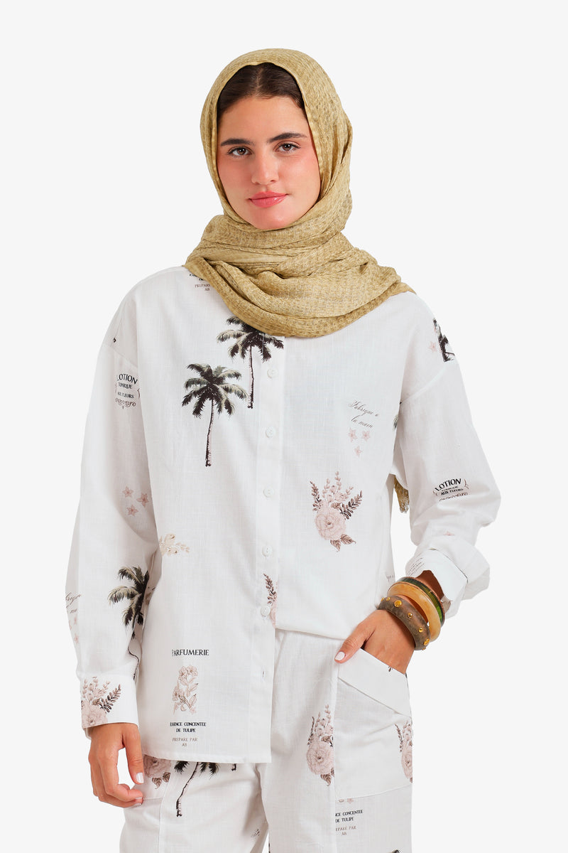 Textured Linen Scarf - Beige