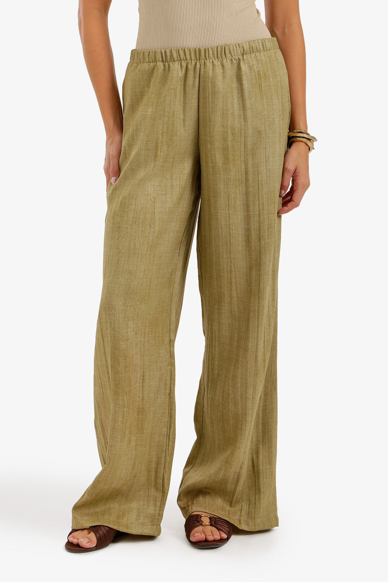 Textured Washed Beach Pants - Olive